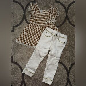 *ADORABLE* Matilda Jane Ruffle Gingham Top and Jeans Set, Size 6